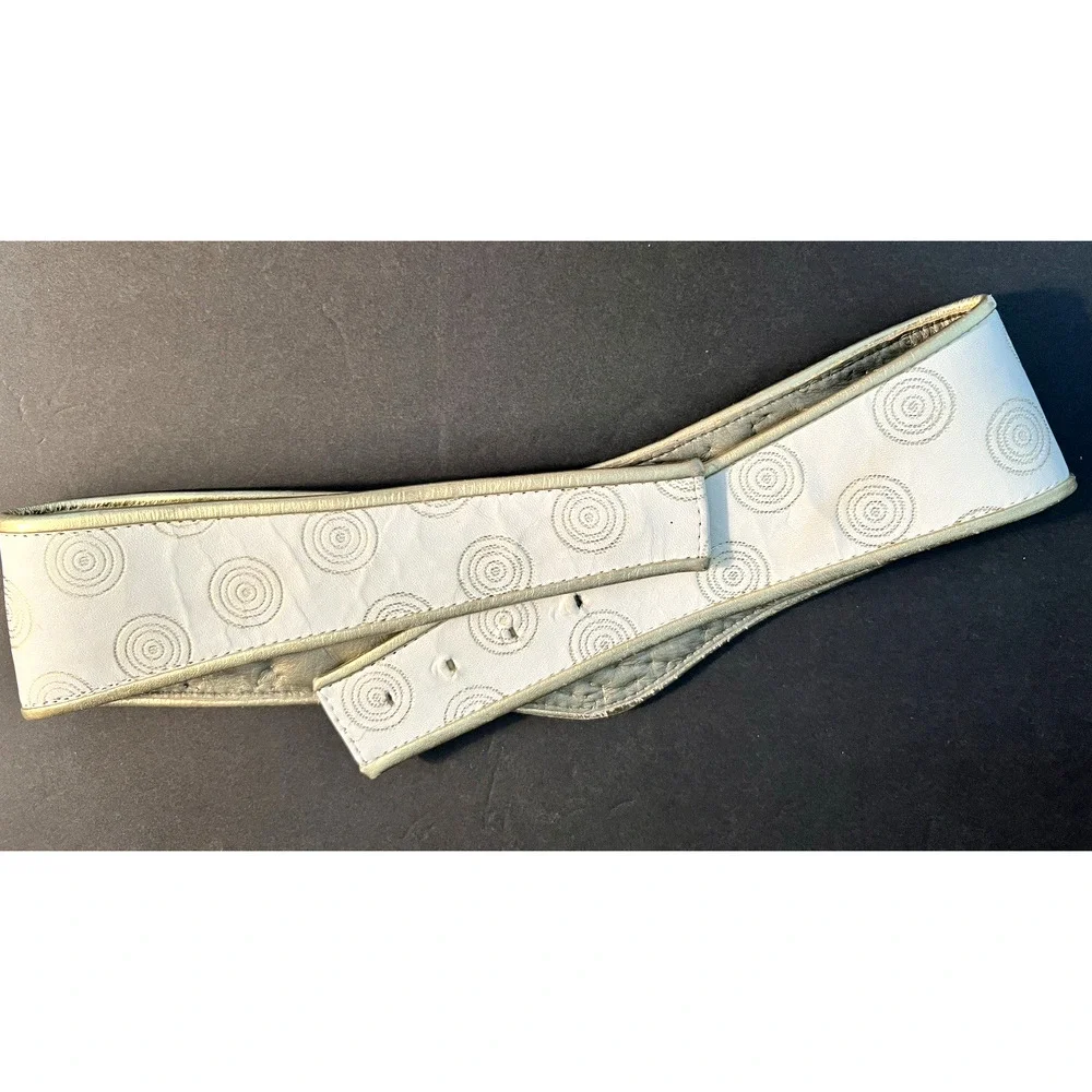 MCM White Leather Wide BELT Gold Tone Studs & Diva Bling Crystal Rhinestones